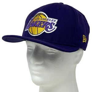 Los Angeles LA Lakers Wool Hat Cap Fitted 7 1/4 Purple New Era 59Fifty 6 Panel